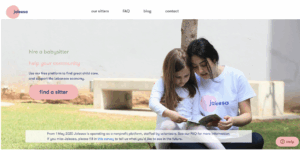 Jaleesa's landing page banner image showing a babysitter and a child reading.